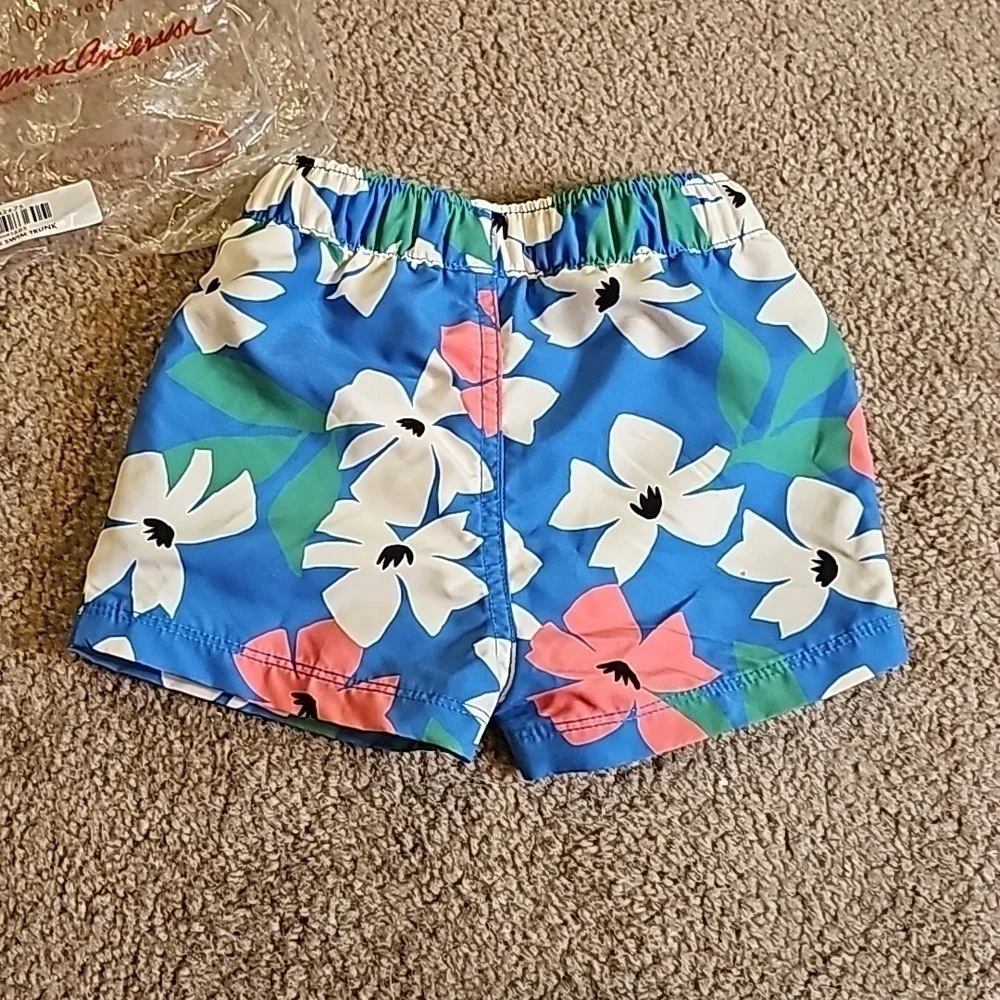 Hanna Andersson Baby Boy Woven Swim Trunks 12-18 Months Hibiscus